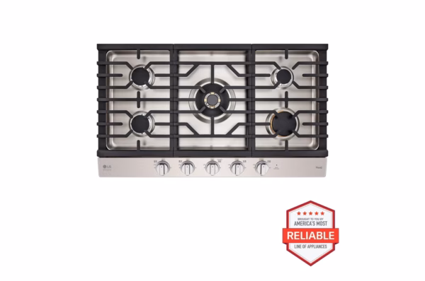 LG LG STUDIO 36 Inch UltraHeat(TM) Gas Cooktop with EasyClean(R) CBGS3628S